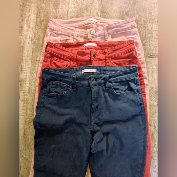 3 Pair Of So High Rise Skinny Jeans Set - Navy, Cranberry and Light Pink Sz. 11 - Picture 1 of 13